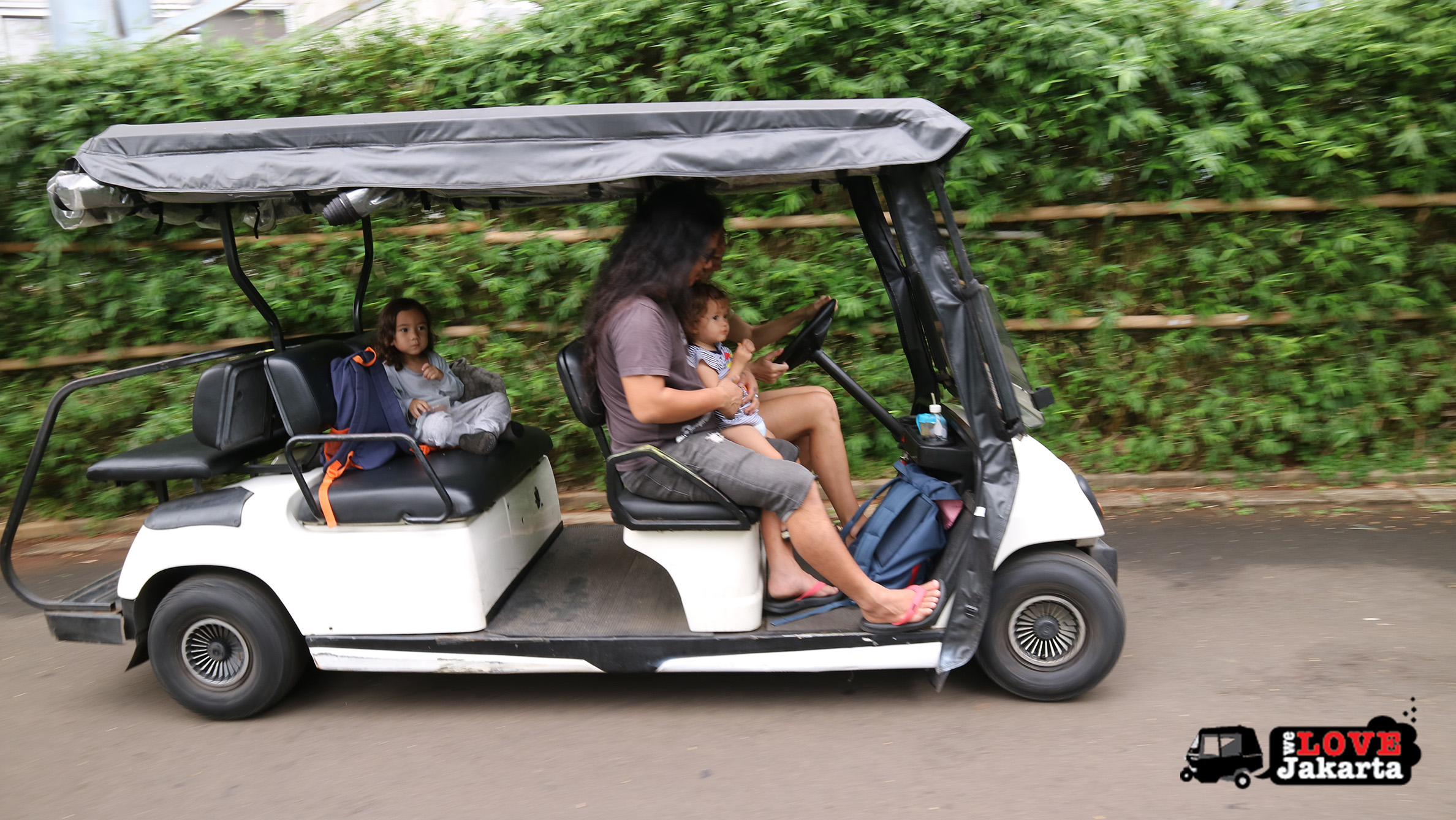 Tasha May_Treen May_Ecopark Ancol_peddle car_Jakarta indonesia_golf buggy